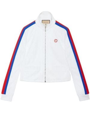 Gucci (Wmns) Technical Jersey Zip Jacket With Web 'Off' - Blue
