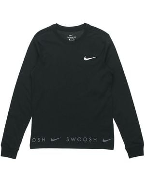Nike Sportswear Swoosh Casual Sports Crew-Neck Long Sleeve - Black
