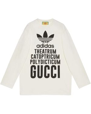 Gucci (Wmns) X Adidas Oversized Cotton Jersey Long Sleeve T-Shirt - White
