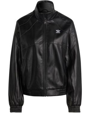 adidas (Wmns) Adicolor Trefoil Faux Leather Jacket - Black