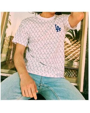 MLB Los Angeles Dodgers Printing Round Neck Short Sleeve - Pink