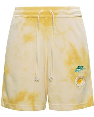 Nike Sportswearfrench Terry Solid Colour Logo Flowers Embroidered Casual Shorts Colour - Yellow