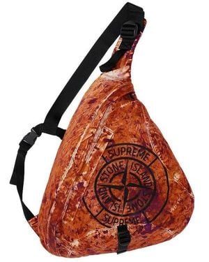 Supreme X Stone Island Printed Camo Nylon Shoulder Bag - Red