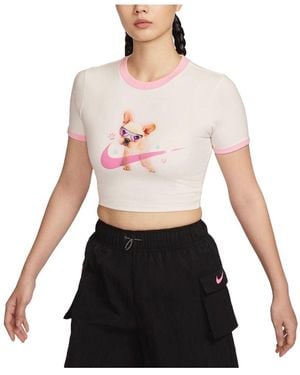 Nike (Wmns) Sportswear Slim Cropped T-Shirt Asia Sizing 'Sail' - Red