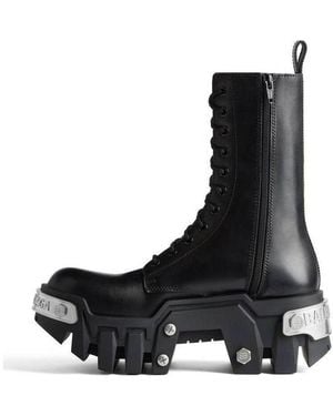 Balenciaga Bulldozer Lace Up Boots Matte Smooth Calfskin' - Black