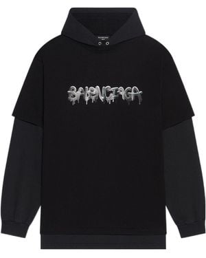 Balenciaga Slime Double Long Sleeve Hooded T-Shirt - Blue