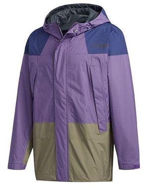 adidas Terrex Xplr Rain 2.5 J Outdoor Sports Waterproof Colourblock Hooded Jacket - Purple