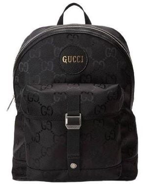 Gucci Off The Grid Otg Environmental Friendly Series Logo Leather Logo Nylon Schoolbag Backpack - Black