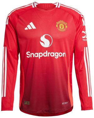 adidas Manchester United 24/25 Long Sleeve Authentic Home Soccer Jersey Asia Sizing 'Mufc' - Red