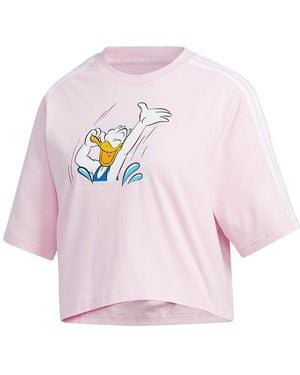 adidas (Wmns) Neo X Disney Crossover Donald Duck Pattern Sports Short Sleeve - Pink