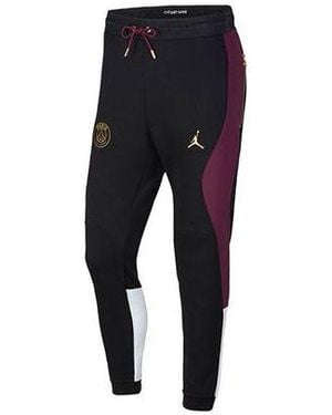 Nike Paris Saint-Germain Colourblock Elastic Waistband Lacing Casual Sports Trousers - Black