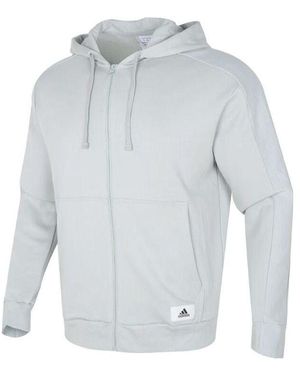 adidas Lounge French Terry Full Zip Parka Jackets - Blue