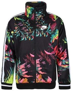 Nike Sports Wear Nsw Flowers Printing Stand Collar Athleisure Casual Sports Jacket - Green