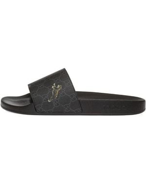 Gucci Gg Supreme Slide 'Tiger' - Black