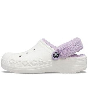 Crocs™ Classic Baya Lined Fuzz-Strap Clog Lila' - White