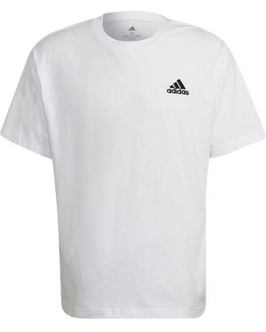 adidas Logo Solid Colour Round Neck Loose Short Sleeve Couple Style - White