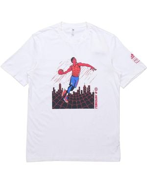 adidas X Marvel/ Marvel Dm Spiderman 1 Printing Basketball Sports Round Neck Short Sleeve T-Shirt - White