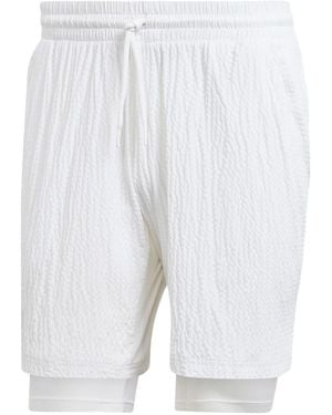 adidas Aeroready Pro Two-In-One Seersucker Tennis Shorts - White