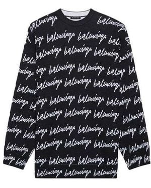 Balenciaga All Over Logo Jumper - Blue