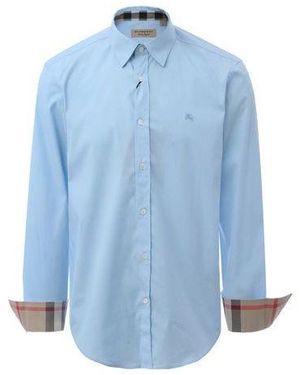 Burberry Cotton Classic Long Sleeves Shirt - Blue