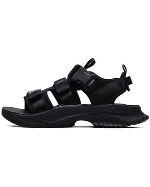 Fila Athletics Velcro Open Toe Flat Heel Sports Sandals - Black