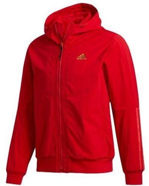 adidas Cny Tt Casual Sports Hooded Jacket - Red