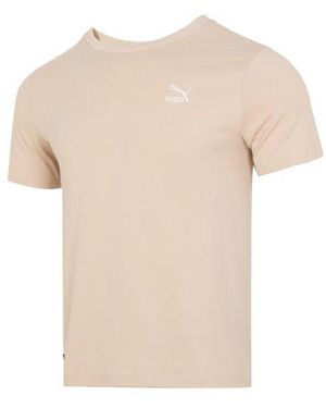 PUMA Logo Sports T-Shirt 'Khaki' - Natural