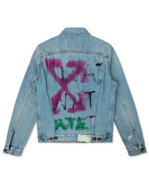Off-White c/o Virgil Abloh Spray Paint Graffiti Jacket - Blue