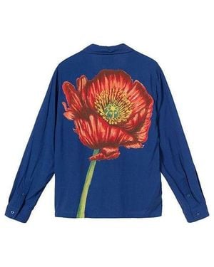 Stussy Big Poppy Ls Shirt - Blue