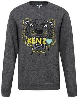 KENZO Love Large Tiger Head Embroidered Sweatshirt 'Dark' - Grey