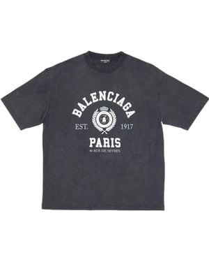 Balenciaga Varsity Logo Short Sleeve T-Shirt 'Washed' - Black