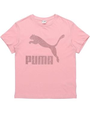 PUMA (Wmns) Logo Printing Round-Neck Tee - Pink