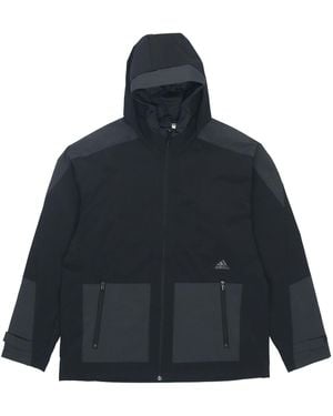 adidas Sports Training Woven Windproof Hooded Logo Jacket - Blue