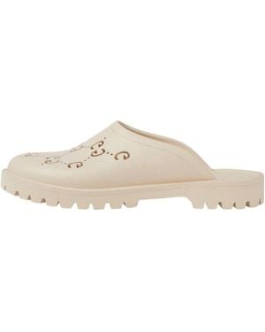 Gucci Ella Embossed Gg Trek Slide - Natural