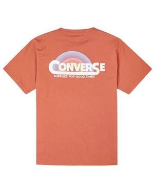 Converse Logo Printing Knit Sports Short Sleeve - Orange