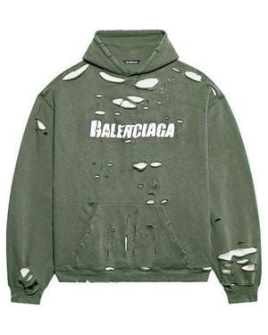 Balenciaga Caps Destroyed Hoodie - Green
