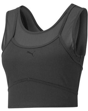 PUMA (Wmns) Studio Layered Crop Top - Gray