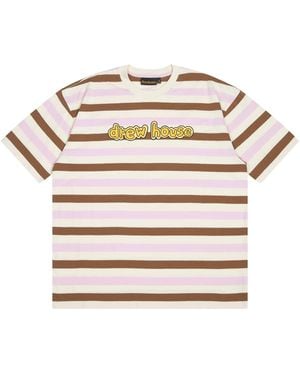 Drew House Cartoon Font T-Shirt 'Neapolitan Stripe' - Natural