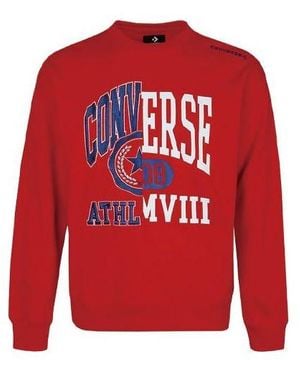 Converse Logo Printing Round-Neck Sweatshirt - Red