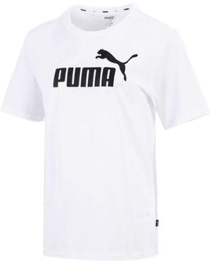 PUMA (Wmns) Logo Printing Round Neck Short Sleeve - White