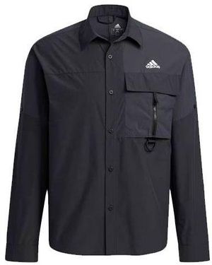 adidas Casual Sports Solid Color Breathable Long Sleeves Shirt - Blue