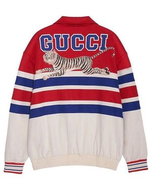 Gucci Tiger Collared Sweatshirt With Patch Ivory'