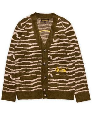 Drew House Sketch Mascot Squiggle Cardigan ' Ivory' - Brown