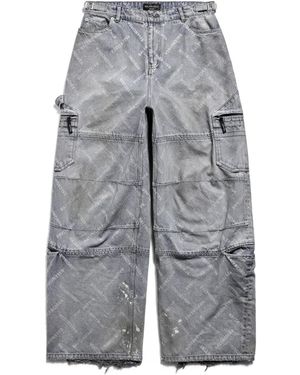 Balenciaga Bal Diagonal Allover Cargo Trousers 'Light' - Grey