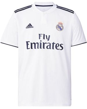 adidas Real Madrid 18-19 Season Fan Edition Home Alphabet Logo Stripe Sports Soccer/Football Short Sleeve Jersey - White