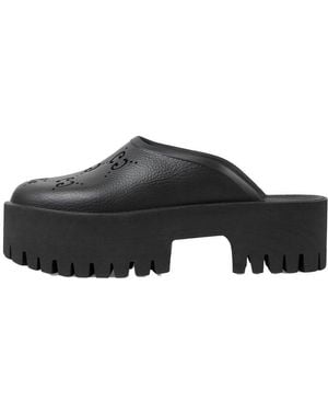 Gucci (Wmns) Platform Perforated G Sandal Rubber' - Black