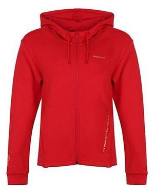 adidas (Wmns) Neo Flowers Printing Sports Drawstring Hooded Jacket - Red