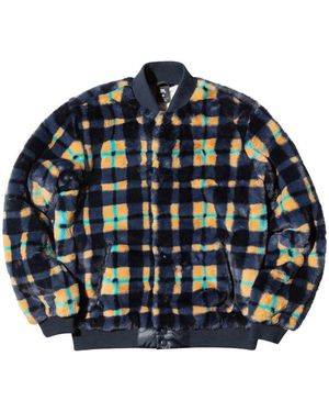 Nike Sb Dunk High X Concepts Crossover Skateboard Sports Plush Plaid Jacket Asia Edition Colourblock - Blue