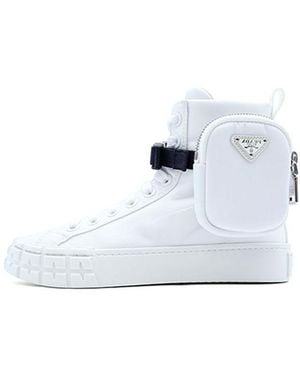 Prada (Wmns) Wheel Re-Nylon Hight Sneakers 'Off' - Blue