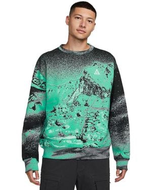 Nike Acg Therma-Fit All-Over Print Fleece Crew 'Light Menta' - Green
